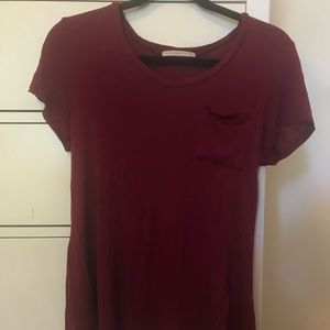 soft maroon top with front pocket
